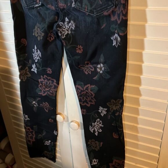 7 For All Mankind Dark Rinse Roxanne Ankle Raw Hem Floral Skinny Jeans 26 - Picture 7 of 8